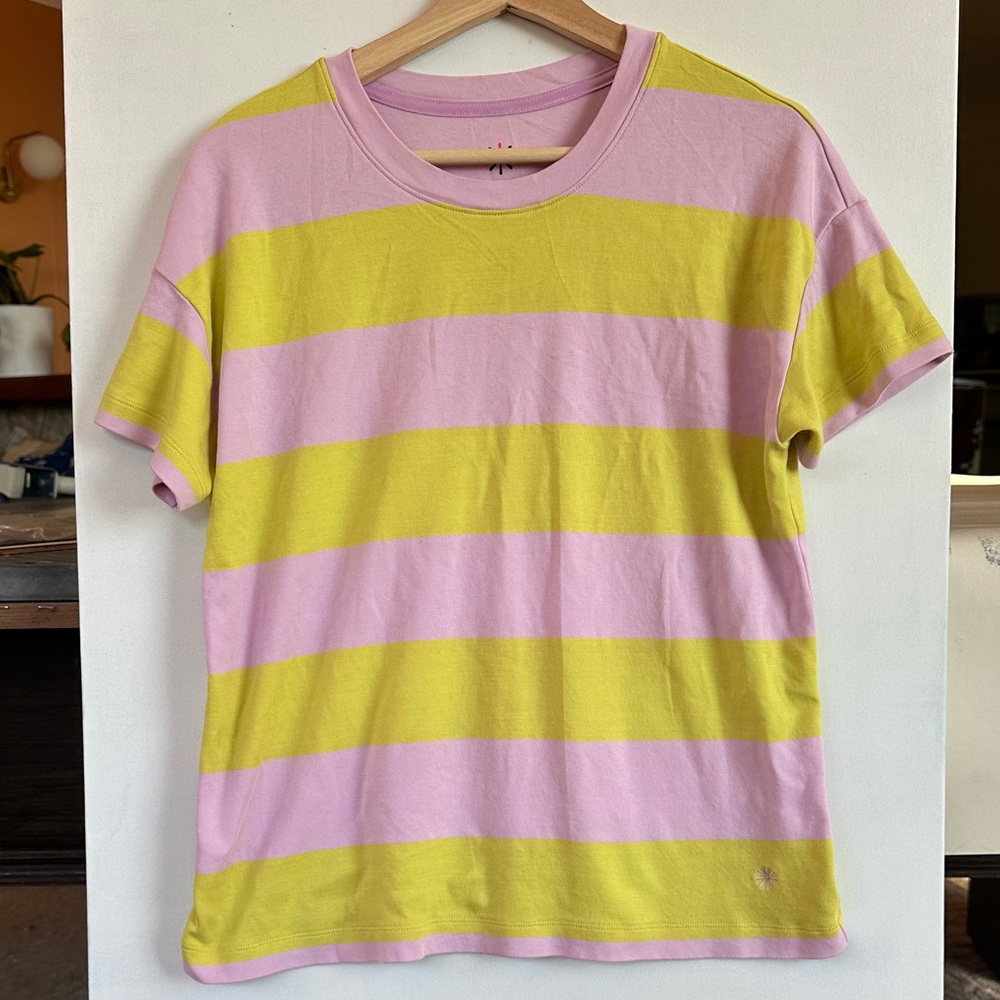 Isaac Mizrahi Pink and Yellow Essentials Top 100% cotton